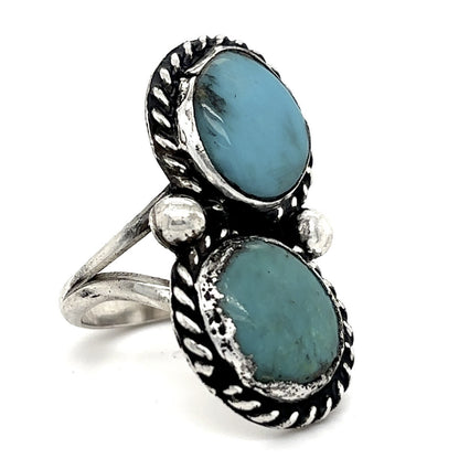 Vintage Turquoise Sterling Silver Ring 9.0g Size 6.75
