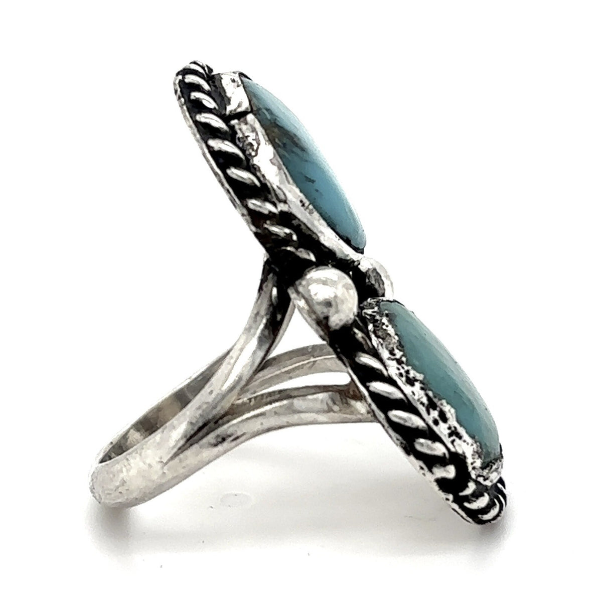 Vintage Turquoise Sterling Silver Ring 9.0g Size 6.75