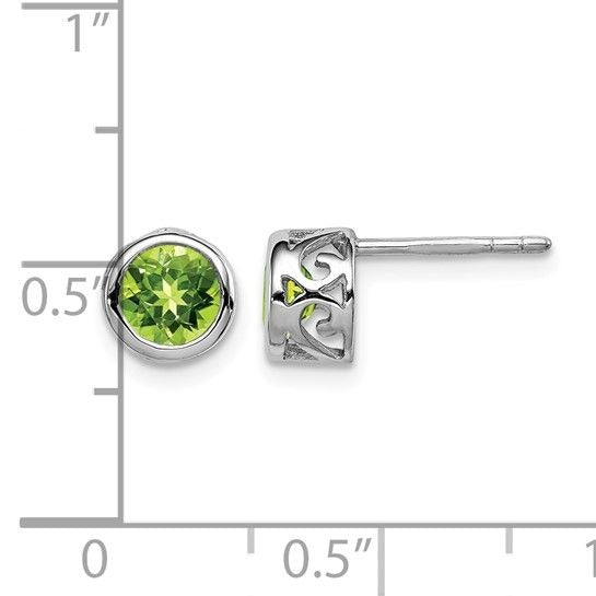August Birthstone Sterling Silver Peridot Round  Earrings