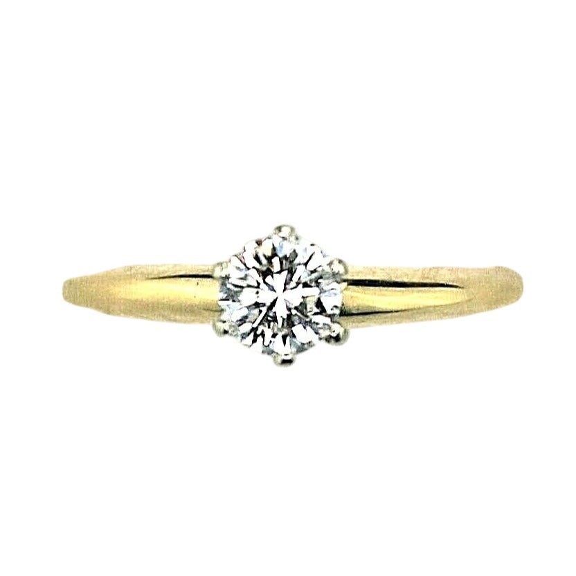 1/3 Ct Diamond Solitaire Ring 14K Yellow Gold Size 7.25 Elegant Design