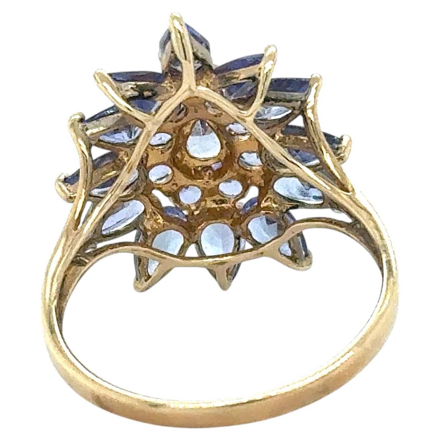 2.75ctw Tanzanite Cluster Cocktail 10k Yellow Gold Ring 2.8g Size 7.25