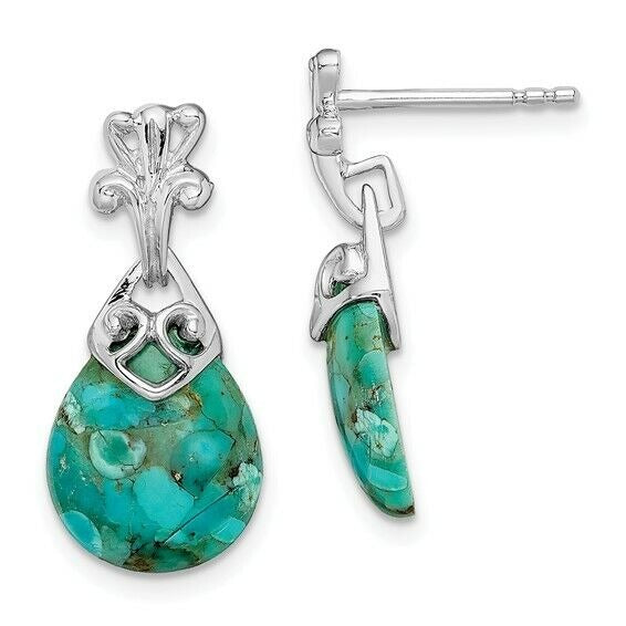 Sterling Silver Dangle Earrings Reconstituted Turquoise