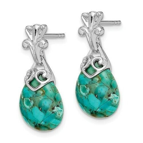 Sterling Silver Dangle Earrings Reconstituted Turquoise