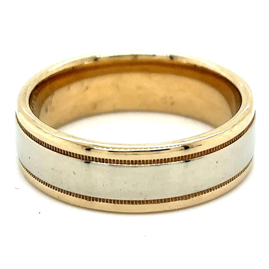 5.8mm Wedding Band Ring 14k Multi-Tone Gold 6.0g Size 6