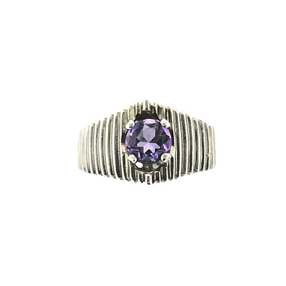 Sterling Silver Amethyst Solitaire Ring 3.9g Size 6.75