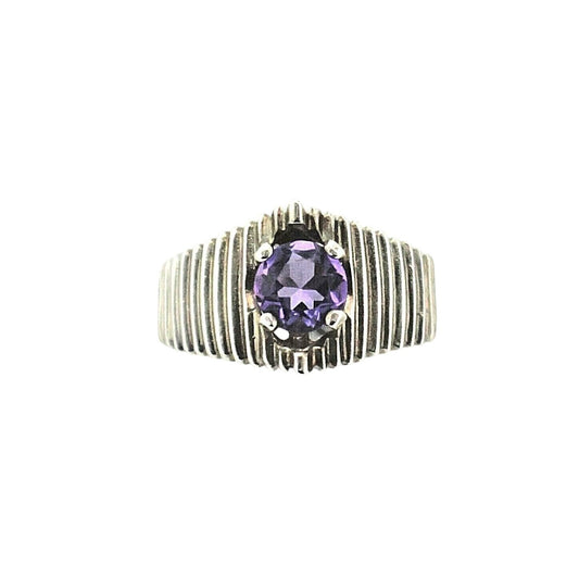 Sterling Silver Amethyst Solitaire Ring 3.9g Size 6.75