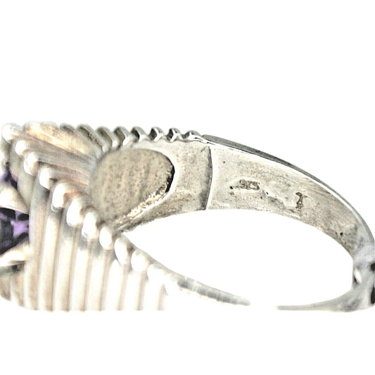 Sterling Silver Amethyst Solitaire Ring 3.9g Size 6.75