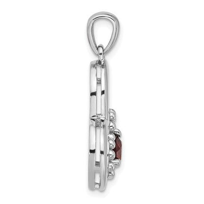 Sterling Silver Red Garnet Double Heart Pendant