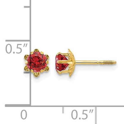 14k Madi K 4mm Round CZ July Birthstone Screwback Post Earrings