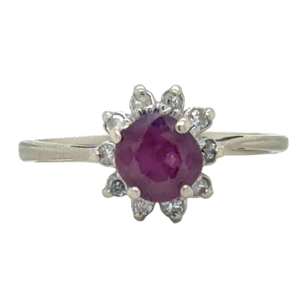 .85ct Ruby & .20ct Diamond 14k White Gold Ring 1.8g Size 5