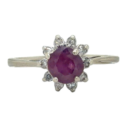.85ct Ruby & .20ct Diamond 14k White Gold Ring 1.8g Size 5