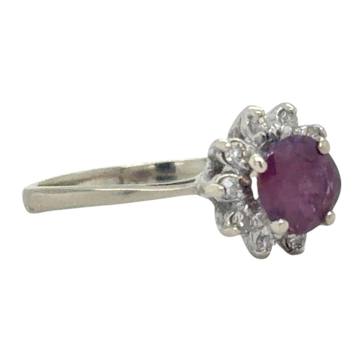 .85ct Ruby & .20ct Diamond 14k White Gold Ring 1.8g Size 5