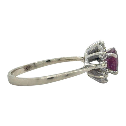 .85ct Ruby & .20ct Diamond 14k White Gold Ring 1.8g Size 5