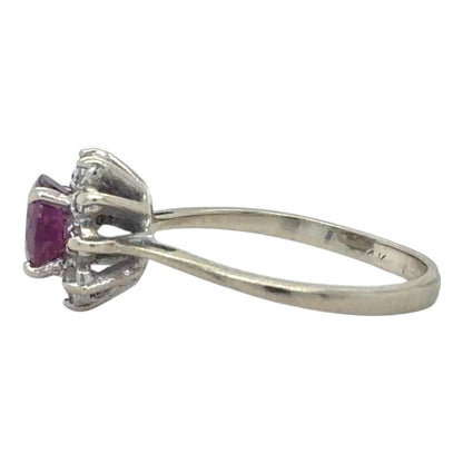 .85ct Ruby & .20ct Diamond 14k White Gold Ring 1.8g Size 5