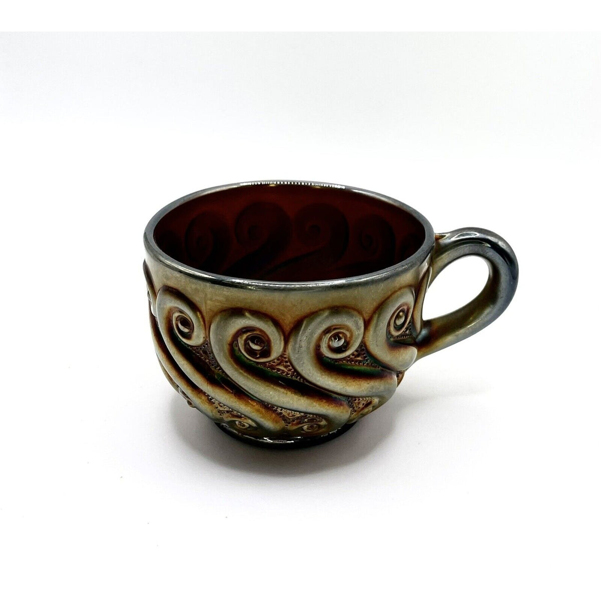 Vintage Dugan Carnival Glass "S-Repeat" Amethyst Punch Cup With Iridescent Finish