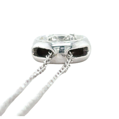 14K White Gold Necklace W/ 1/4Ct Round Diamond Pendant 2.4g