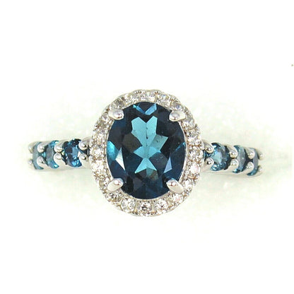 Topaz & Cubic Zirconia Cocktail Ring  .925 Sterling Silver 4.9g Size 7
