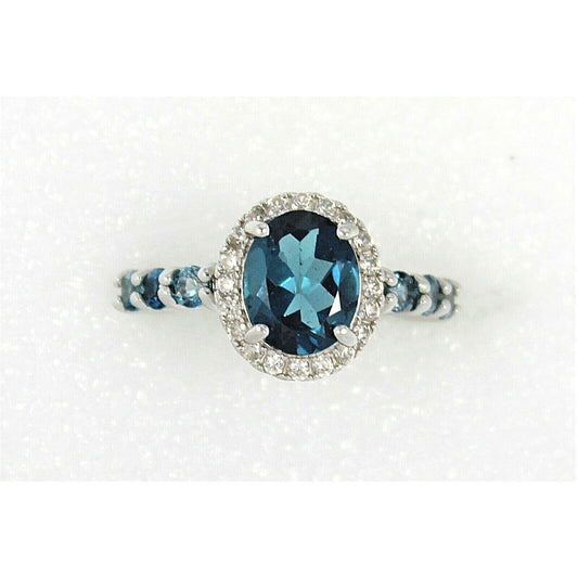 Topaz & Cubic Zirconia Cocktail Ring  .925 Sterling Silver 4.9g Size 7