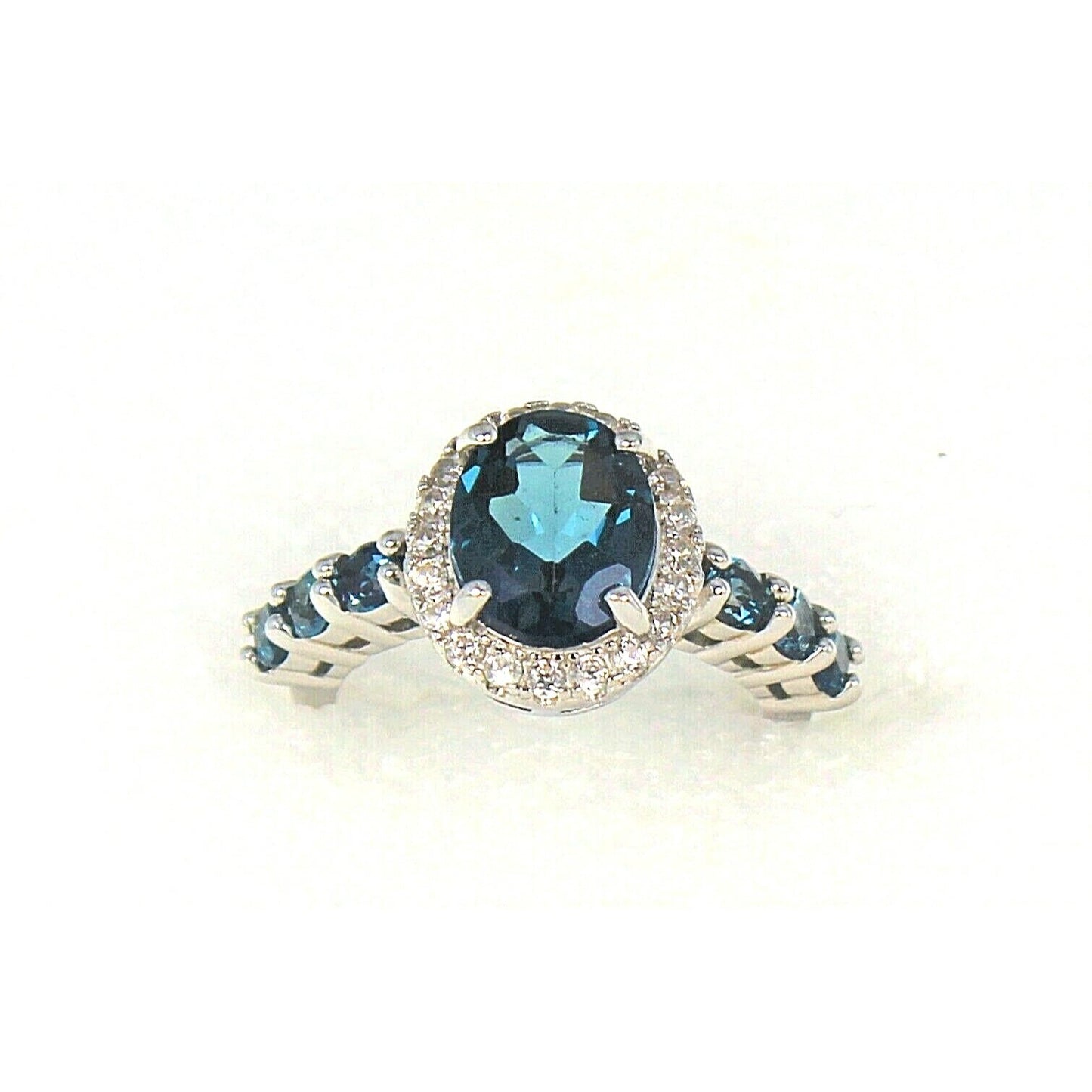 Topaz & Cubic Zirconia Cocktail Ring  .925 Sterling Silver 4.9g Size 7