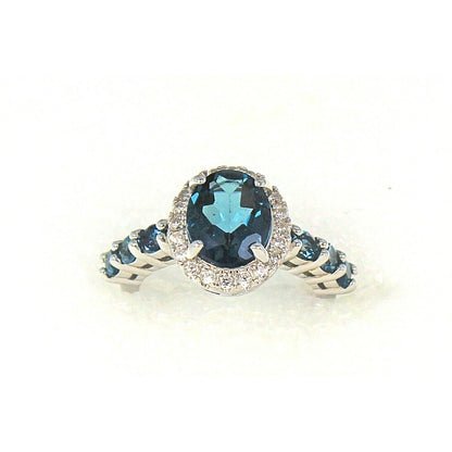 Topaz & Cubic Zirconia Cocktail Ring  .925 Sterling Silver 4.9g Size 7
