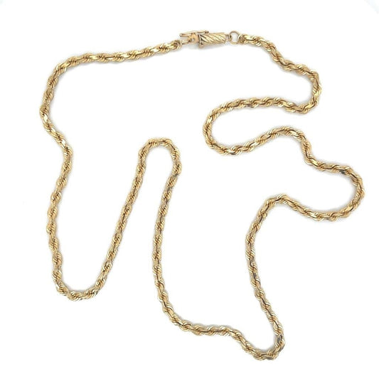 2.3mm 14k Yellow Gold Rope 18 Inch Chain Necklace 12.1g
