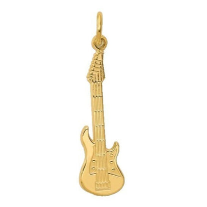 10k Solid Yellow Gold Guitar Pendant Charm