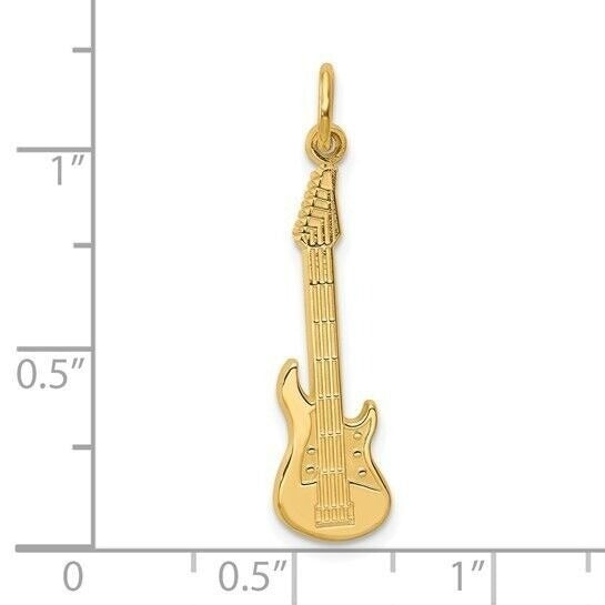 10k Solid Yellow Gold Guitar Pendant Charm