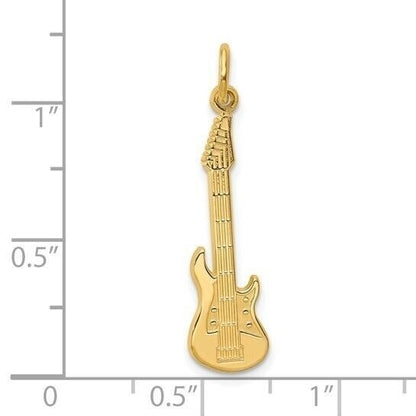 10k Solid Yellow Gold Guitar Pendant Charm