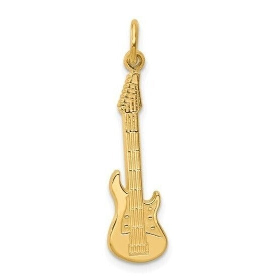 10k Solid Yellow Gold Guitar Pendant Charm
