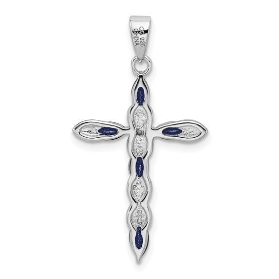 Sterling Silver Sapphire & Diamond Cross Pendant
