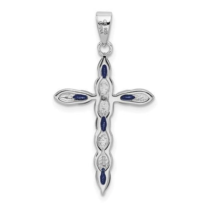 Sterling Silver Sapphire & Diamond Cross Pendant