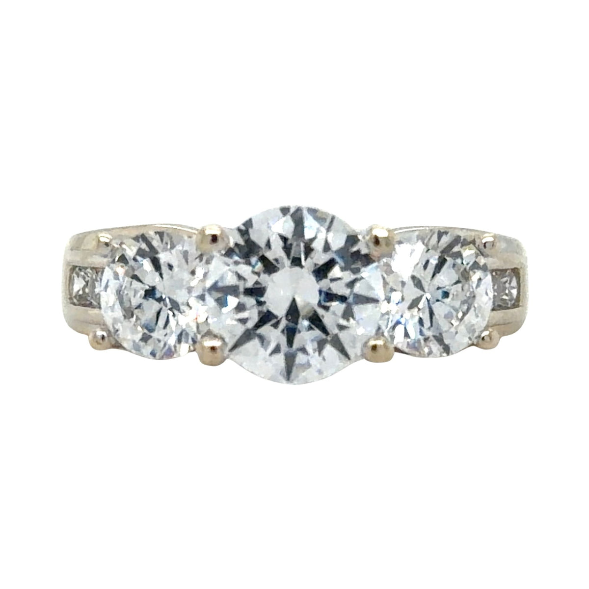 Cubic Zirconia Solitaire & Accents Ring 14K White Gold 5g Size 7.5