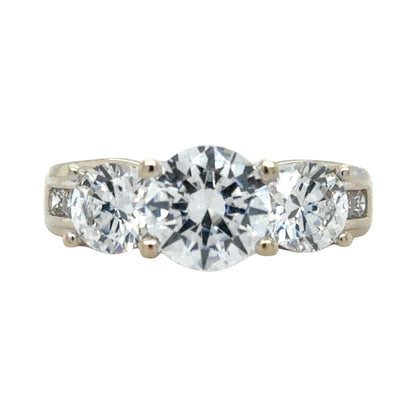 Cubic Zirconia Solitaire & Accents Ring 14K White Gold 5g Size 7.5
