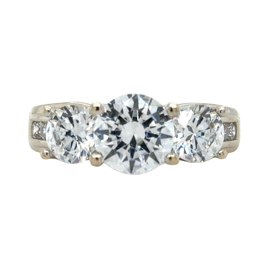 Cubic Zirconia Solitaire & Accents Ring 14K White Gold 5g Size 7.5