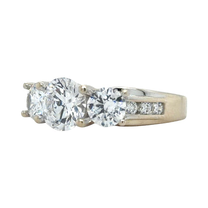 Cubic Zirconia Solitaire & Accents Ring 14K White Gold 5g Size 7.5