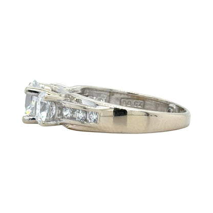 Cubic Zirconia Solitaire & Accents Ring 14K White Gold 5g Size 7.5