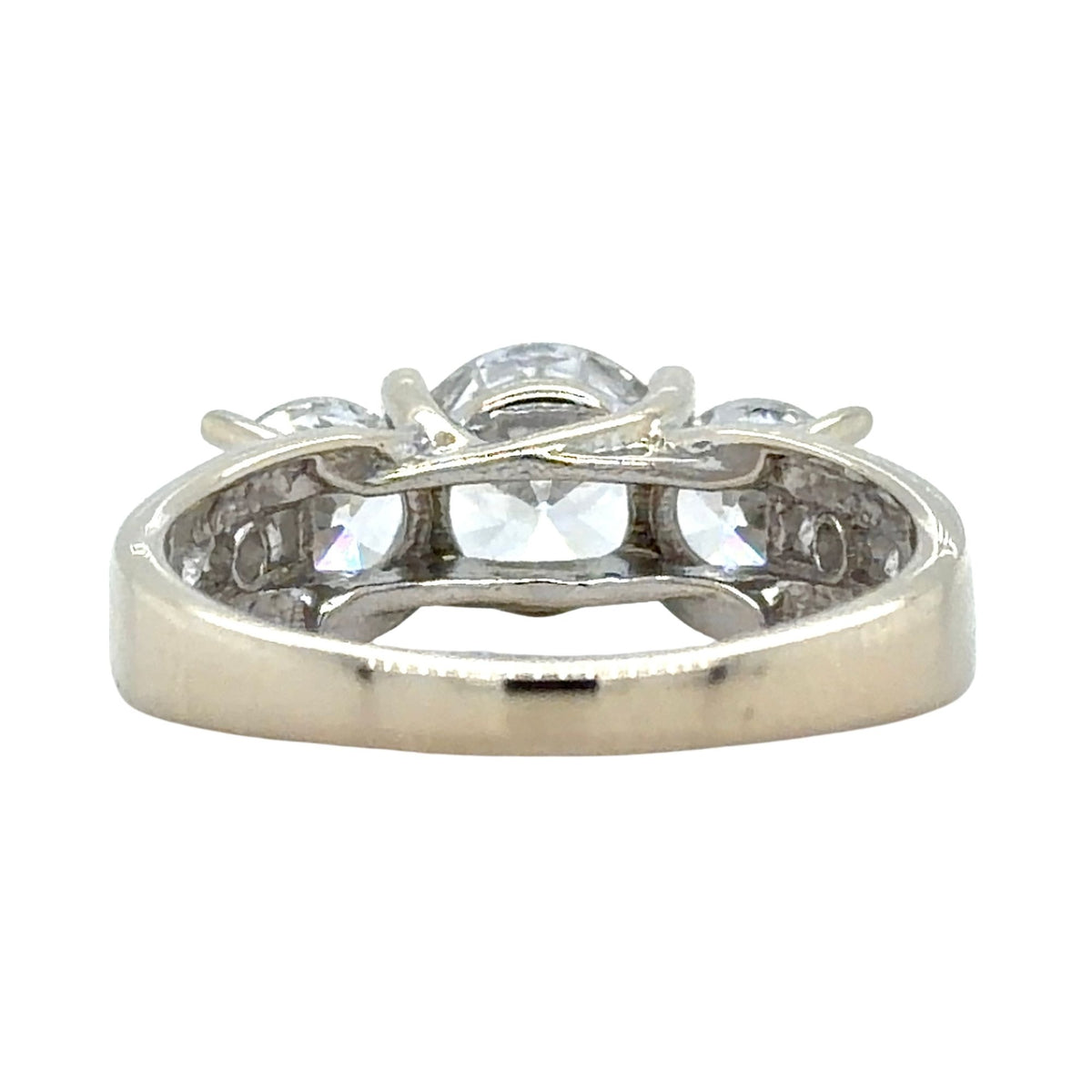 Cubic Zirconia Solitaire & Accents Ring 14K White Gold 5g Size 7.5