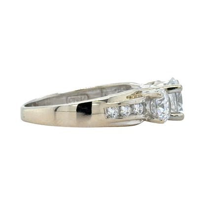 Cubic Zirconia Solitaire & Accents Ring 14K White Gold 5g Size 7.5