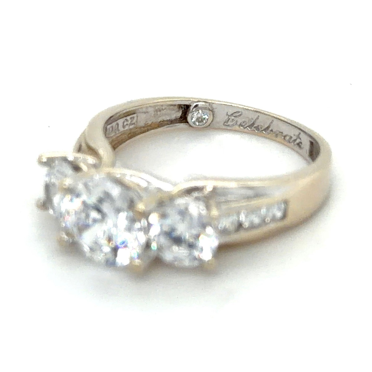 Cubic Zirconia Solitaire & Accents Ring 14K White Gold 5g Size 7.5
