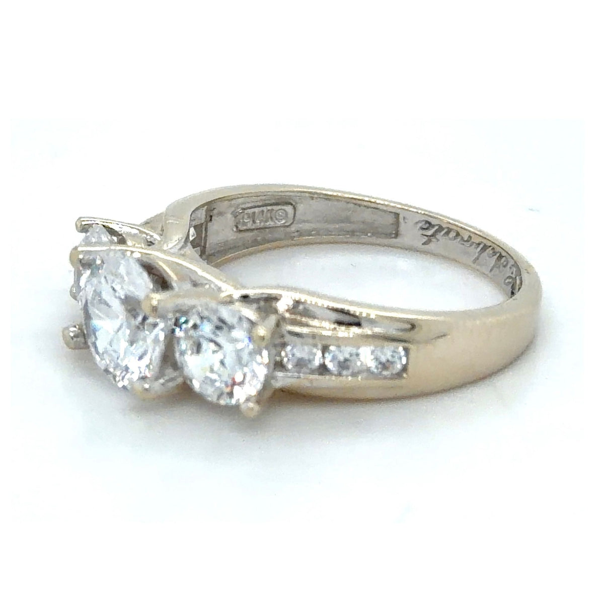 Cubic Zirconia Solitaire & Accents Ring 14K White Gold 5g Size 7.5
