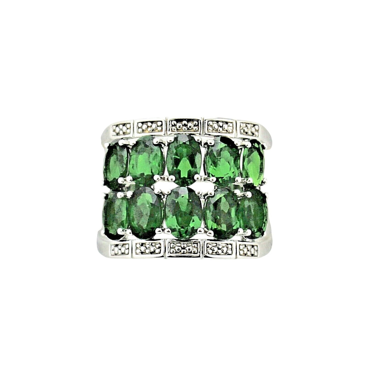 Green Quartz Sterling Silver 925 Cocktail Ring 6.7g Size 7.25