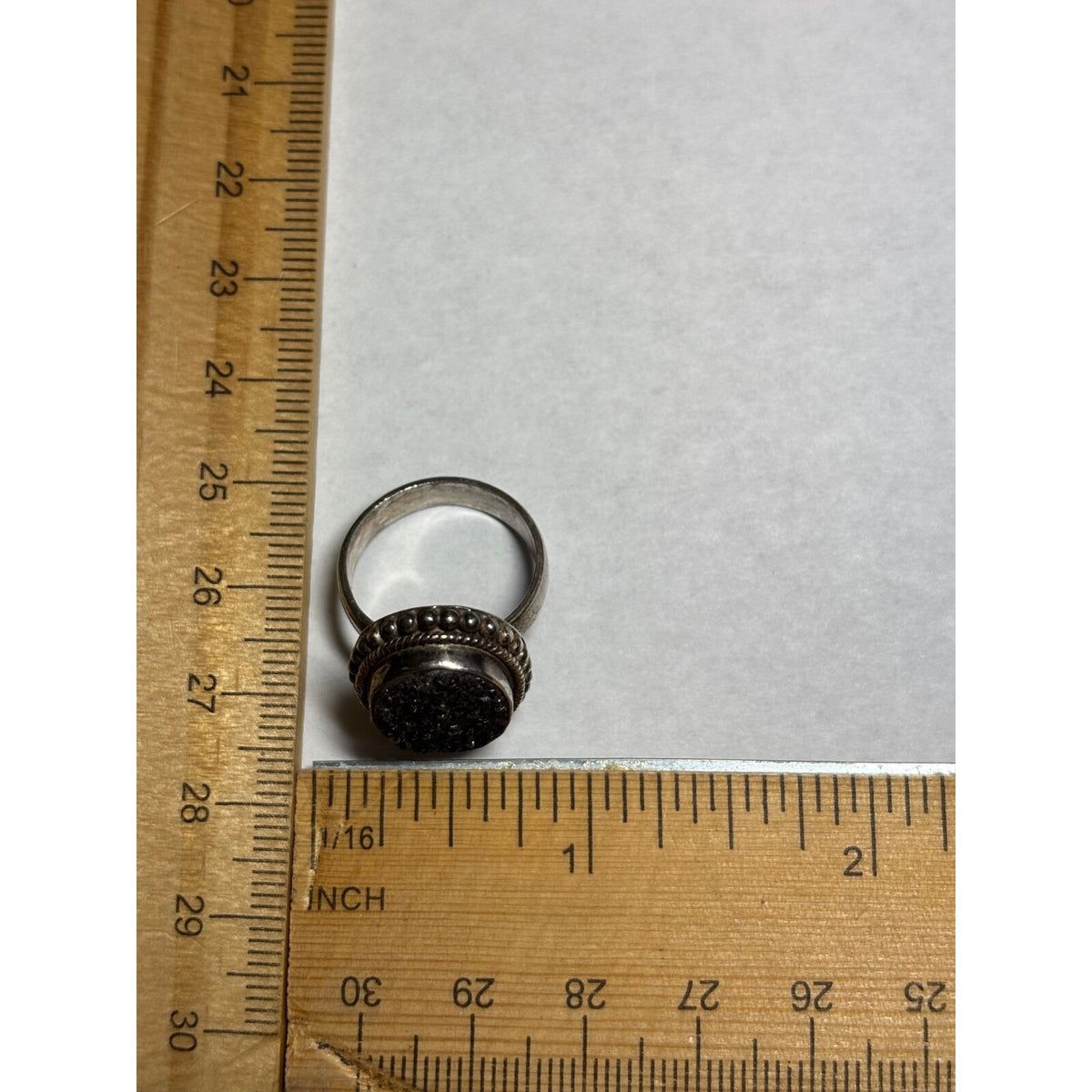 .925 Sterling Silver Druzy Quartz Ring Size 6.75