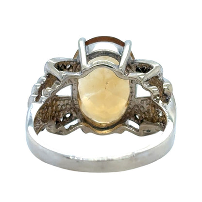 5.48ct Citrine & Diamonds 14k White Gold Ring 6.2g Size 7