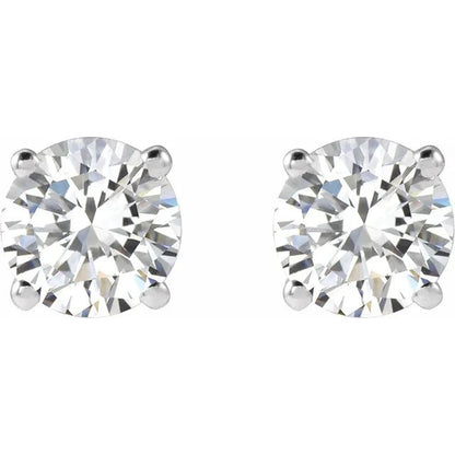 1ctw Lab Grown HPHT Diamond Earrings 4 Prong in 14k White Gold Push on Back