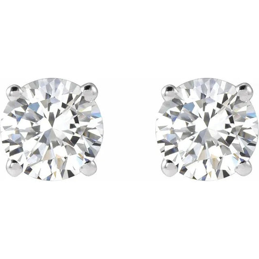 1ctw Lab Grown HPHT Diamond Earrings 4 Prong in 14k White Gold Push on Back