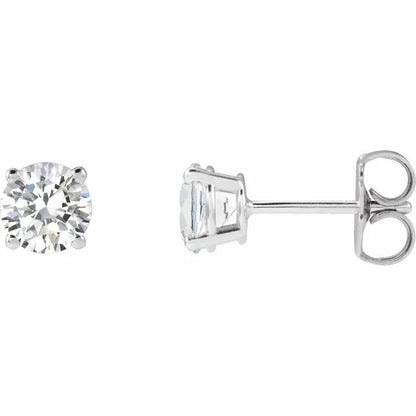 1ctw Lab Grown HPHT Diamond Earrings 4 Prong in 14k White Gold Push on Back
