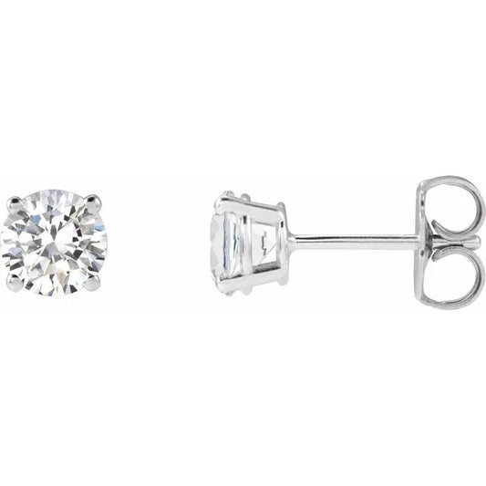 1ctw Lab Grown HPHT Diamond Earrings 4 Prong in 14k White Gold Push on Back