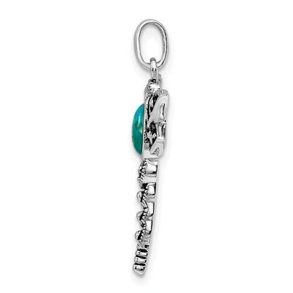 Sterling Silver Dragonfly Pendant Recon Turquoise & Marcasite