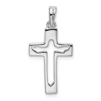 Sterling Silver Rhodium-Plated Jesus Cut-Out Cross