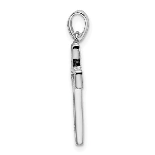Sterling Silver Rhodium-Plated Jesus Cut-Out Cross